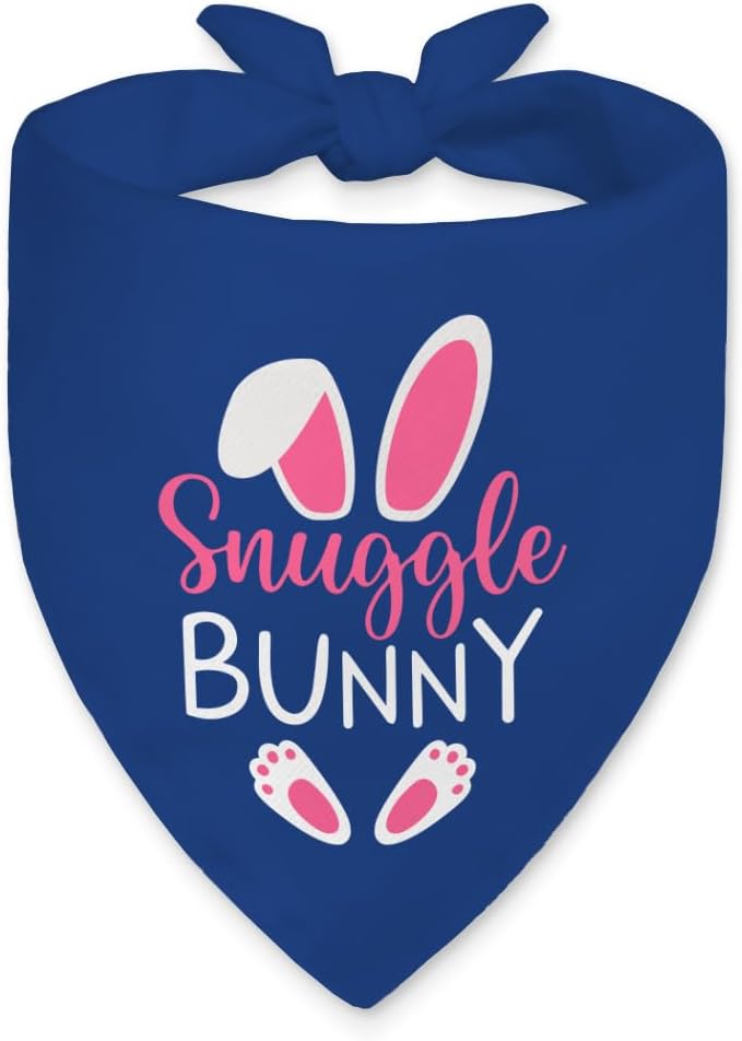 Snuggle Bunny Funny Dog Bandana, Cute Rabbit Pet Scarf for Small Medium Dogs, Blue Spring Puppy Accessories, Adorable Bunny Kerchief for Girl Boy Pets, Birthday Gifts for Dog Mom Dad