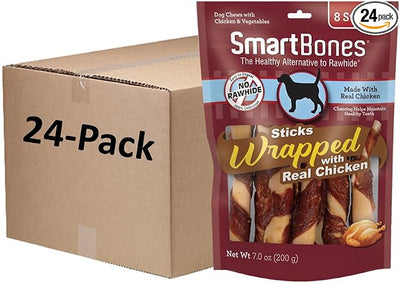 SmartBones Chicken-Wrapped Sticks, Treat Your Dog to a Rawhide-Free Chew Made With Real Chicken and Vegetables, 8 Count (Pack of 24)