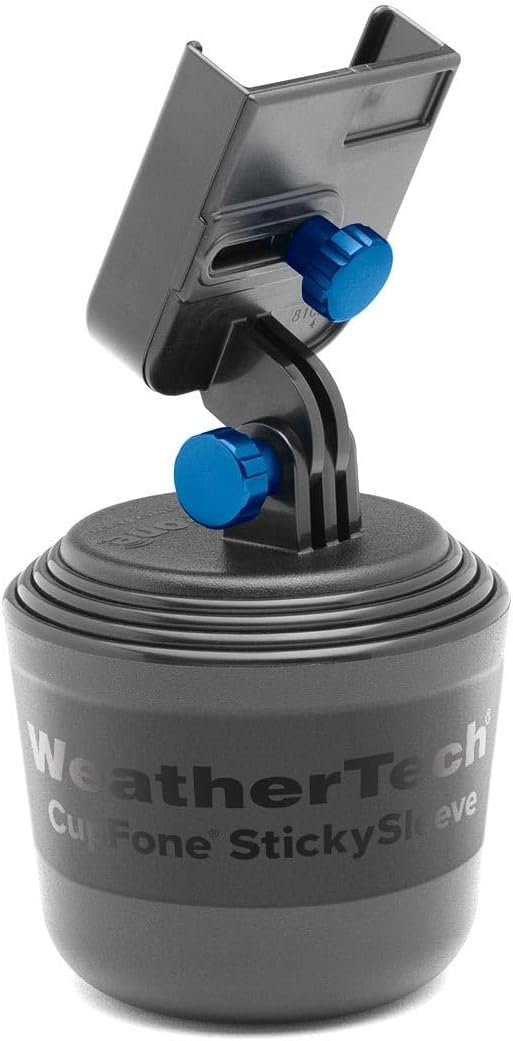 CupFone, Universal Cup Holder Phone Mount for Cars – Adjustable & Secure Fit with Open Access for Charging – Compatible with iPhone, Android - Metal Knobs, Royal Blue