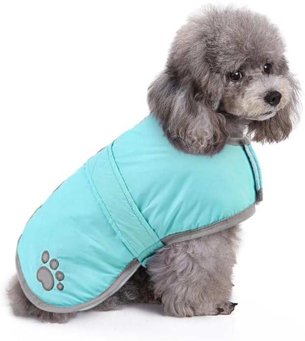 Dog Winter Coat, Fleece Puffer Dog Down Vest, Cold Weather Pet Jacket for Dogs, Waterproof Reflective Reversible Dog Sweater Clothes for Small, Medium and Large Dogs (Light Blue, XL)