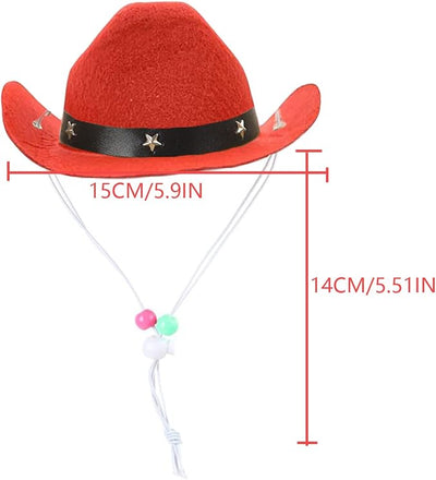 Pet Dog Costume Cowboy Hat Cosplay Cap Puppy Pet Dog Cat Holiday Pet Party Decoration (RED)
