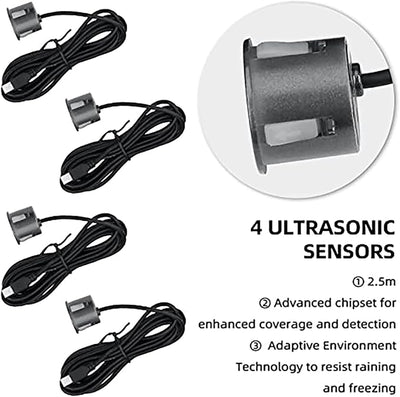 Parking Sensor Kit Backup Sensor Kit Reverse Sensor for Car 18 Color Options for Probes Adjustable Alarm Volume Professional Sensore de Reversa para Carro Safe Driving Assistant（Grey）