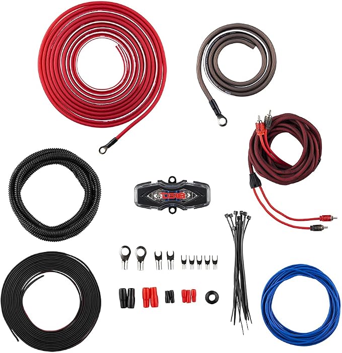 AMPKIT8 8 Gauge Amp Kit Amplifier Install Wiring 8 Ga Pro Installation Cables, 800 w (8 Gauge)