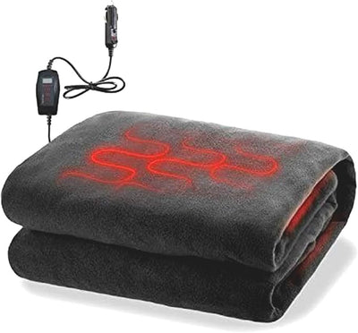 ZONETECH Heating 12V Polar Fleece Material Blanket - Ideal for Summer Camping, Road Trips, Picnics, or Relaxing in The Convenience of Your Vehicle or Home