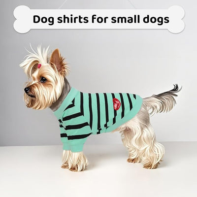 Dog Shirts for Large Dogs, Striped T-Shirts Dog Vest Pet Apparel Tee Shirts Spring Summer Suitable for Small and Medium Large Pets French Bulldog Bichon, Turquoise XL