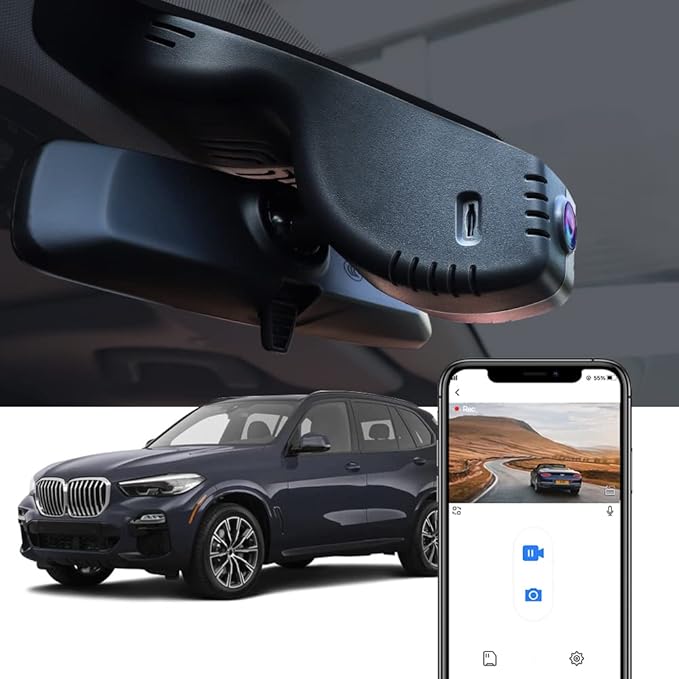 4K Dash Cam Suitable for BMW X5 2023 2022 2021 2020 2019 G05 Xdrive50i 40i M50i Sdrive40i (Model A), Integrated OEM Style, UHD 2160P Video WiFi, G-Sensor, Loop Recording, Plug&Play, 64GB Card