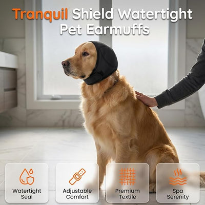 Noise Cancelling Ear Wrap, Dog Ear Muffs Noise Protection Comfortable Quiet Dogs Ear Muffs, Available Silent Elastic Calming Dog Ear Cover for Grooming, Bathing, Swimming (Small)