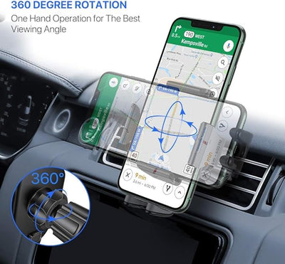 Miracase Phone Holders for Your Car with Metal Hook Clip, Air Vent Cell Phone Car Mount, Hands Free Universal Automobile Cradle Fit for iPhone Android and All Smartphones, Classic Black