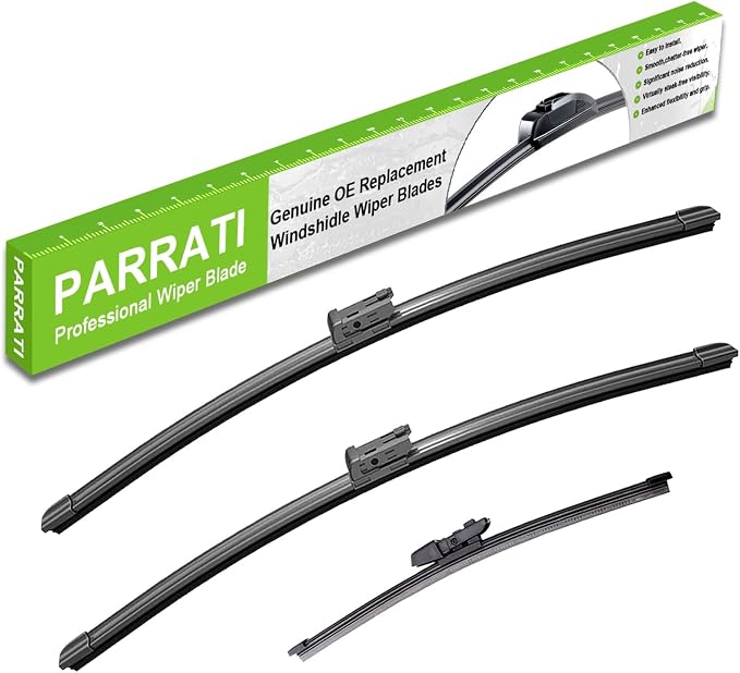 PARRATI® Windshield Wiper Blades for Volkswagen Atlas 2018-2023, 3 Pack | 26/22 Inch Front +12 Inch Rear, OEM Replacement, Ultra Quiet, No Streaks All Weather Wiping