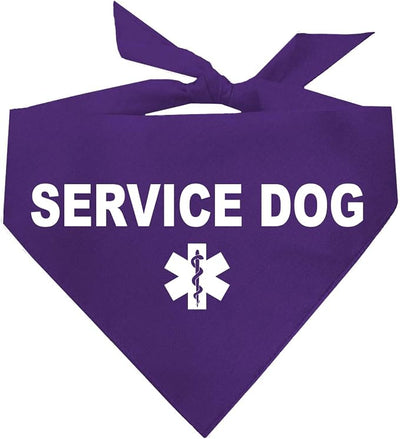 Service Dog Dog Bandana | 100% Cotton Adjustable Triangle |Service Dog | Working Animal | Assistance |Purple, One Size (307)