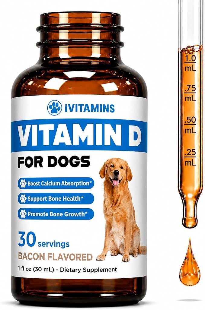 Vitamin D for Dogs - Supports Strong Bones, Joints, & Much More - Dog Vitamins and Supplements - Dog Vitamins Multivitamin - Vitamins for Dogs - 1 fl oz