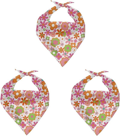 KEIAHUAN Floral Dog Bandana Pink Washable Dogs Scarf Female Square Dog Bib Kerchief Reversible Adjustable Handkerchief Scarves Breed Accessories