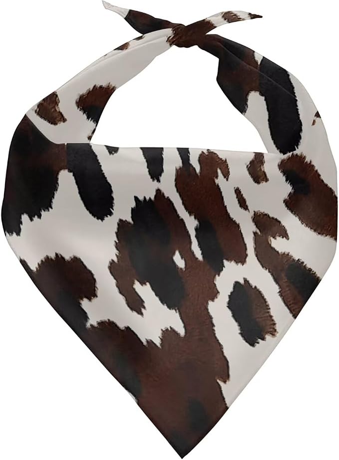 Brown Cow Pattern Bandana Dog Scard Reversible Triangle Kerchief Bandanas Pet Scarf Adjustable&Washable Kerchief Set Accessories
