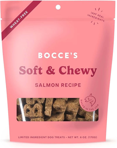 Bocce's Bakery Oven Baked Salmon Recipe Treats for Dogs, Wheat-Free Everyday Dog Treats, Made with Real Ingredients, Baked in The USA, Natural Soft & Chewy Cookies, Salmon, 6 oz