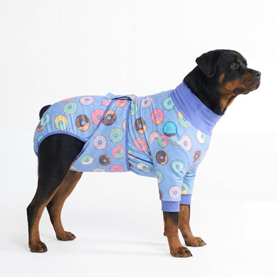 Spark Paws Dog Surgery Recovery Suit – Dog Recovery Suit After Surgery, Anti-Lick Dog Onesie, Abdominal Wound Protector, Soft Cone Alternative for Spay Neuter Male Female Pet Recovery - Donuts - 5XL