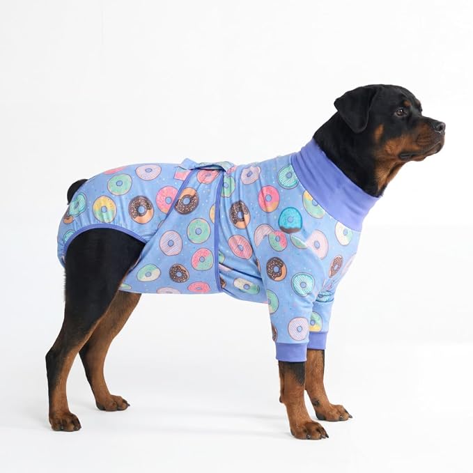 Spark Paws Dog Surgery Recovery Suit – Dog Recovery Suit After Surgery, Anti-Lick Dog Onesie, Abdominal Wound Protector, Soft Cone Alternative for Spay Neuter Male Female Pet Recovery - Donuts - 5XL