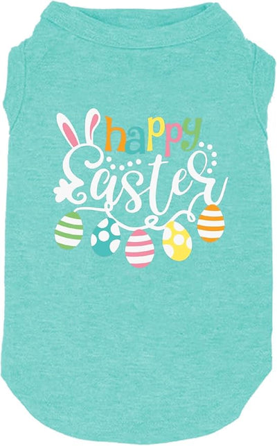 Happy Easter Shirts for Dog Funny Print Vest for Small Medium Large Dogs Soft and Light-Weight T Shirts Gift for Puppy(Mintgreen01,Large)