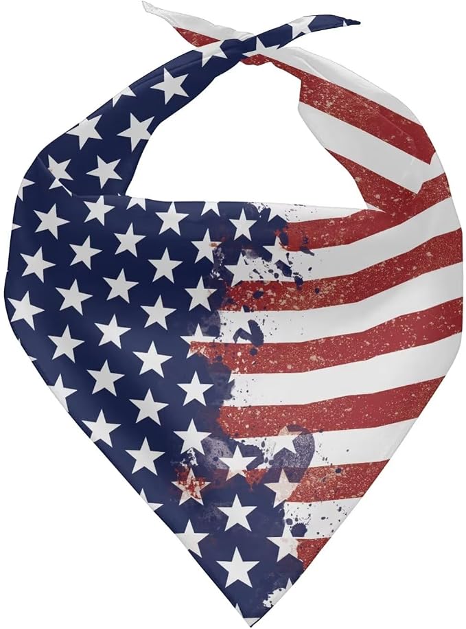 KEIAHUAN American Flag Dog Bandana 4th of July Patriotic Puppy Scarf Soft and Breathable Adjustable Dog Cat Kerchief for Small Medium Large Dogs Pack of 1
