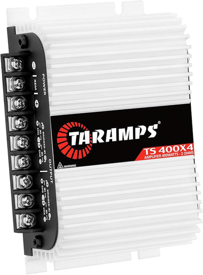 Taramps TS 400x4 400 watts RMS 4 Channels Full Range Car Audio Amplifier, 2 Bridged Channels, RCA Input Class D, Output Power, Multichannel Amplifier System, Small - TS400X4