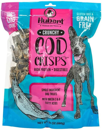 Hubert Pet Cod Skin Crisps, Single Ingredient Fish Skin Dog Treats, 1.5 lbs