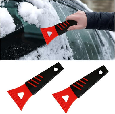 Ice Scraper for Car Windshield, 2PCS Plastic Handheld Vehicle Window Snow Frost LCE Remover Cleaning Freezer with Non-Slip Handle, Auto Freezer Shovel Defroster, Universal Fit (Red)