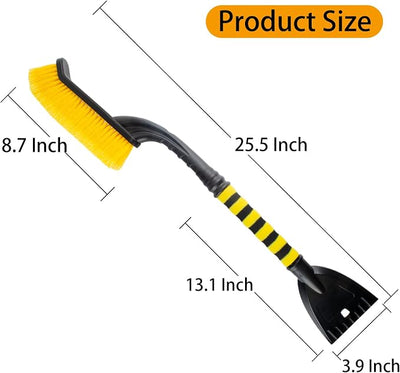 ecocstm 25.5" Car Snow Brush and Detachable Ice Scraper, Snow Shovel for Car Window, with Foam Grip and 45° Angle Brush Head, Snow Shovel for Car Window, Winter Accessories for Cars, Trucks, SUVs