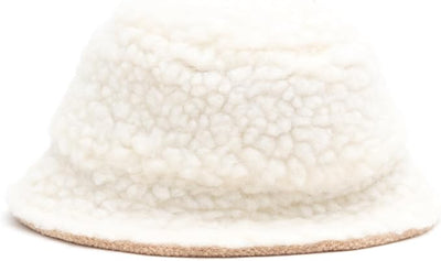 THE WORTHY DOG Faux Shearling Bucket Hat for Dogs – Stylish Pet Hat with Faux Shearling, Adjustable Chin Strap & Soft Brim for Comfort - Ivory, Medium