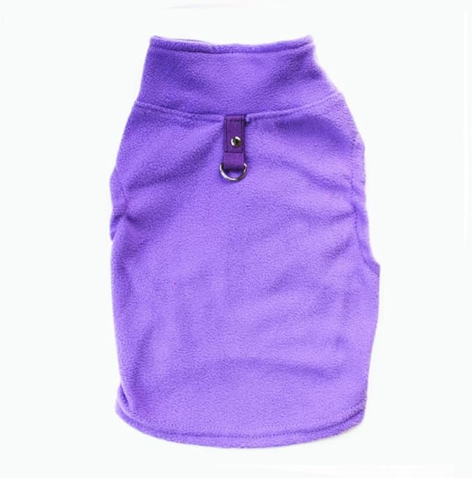 Dog Sweater, Soft Fleece Vest with Leash Ring Pullover Jacket Winter Pet Dog Clothes for Puppy Small Dog Cat Teddy Chihuahua Yorkshire for Christmas (2XL, Purple)