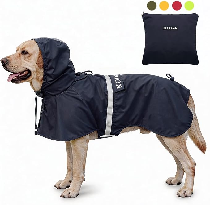 Pet Large Dog Raincoat Apparel Poncho Waterproof for Medium Large Sized for Dog Raincoat Clothes (Navy Blue, 6XL)