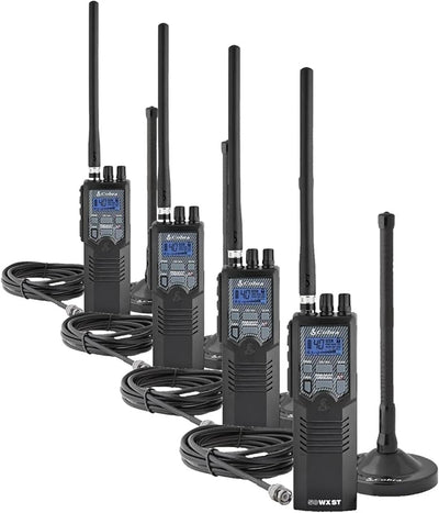 Cobra HHRT50 Roadtrip CB Radio-2-WayHandheldEmergencyRadio with Access to Full 40Channels & NOAA Alerts,Rooftop MagnetMountAntenna and Omni-Directional Microphone, Black, 6.3" x 2" x 1.75"(Pack of 4)