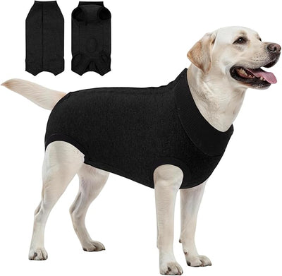 SAWMONG Recovery Suit for Dogs Female Male, Breathable Dog Onesie After Surgery Spay Neuter, Professional Dog Surgical Suit, Substitute Pet E-Collar Cone, Black, X-Large