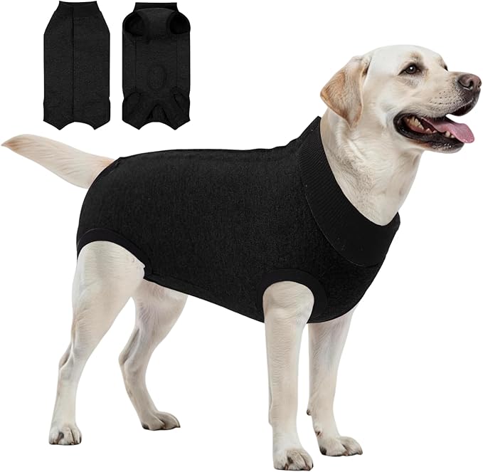 SAWMONG Recovery Suit for Dogs Female Male, Breathable Dog Onesie After Surgery Spay Neuter, Professional Dog Surgical Suit, Substitute Pet E-Collar Cone, Black, Large