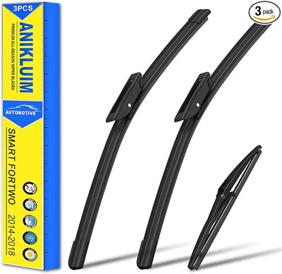 ANIKLUIM® Wiper Blades for 2018-2014 Smart Fortwo Front Windshield Wipers,20 Inch+20 Inch+7 Inch,Durable and Quiet (Pack of 3)