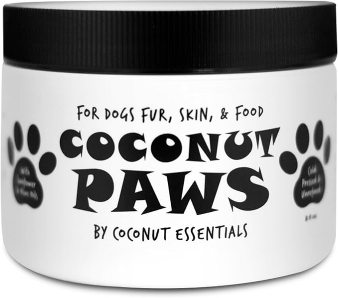 Coconut Paws Coconut Oil for Dogs Skin and Coat, Itching Relief, Hot spot Treatment for Dogs, Hair Loss, aceite de Coco para Perros | w/Olive & Sunflower | Vet Recommended 8oz