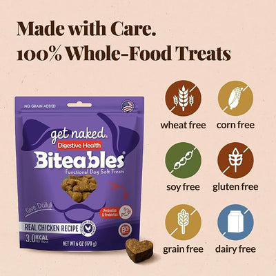 Get Naked Biteables Digestive Health Soft Dog Treats, 6 Oz Bag
