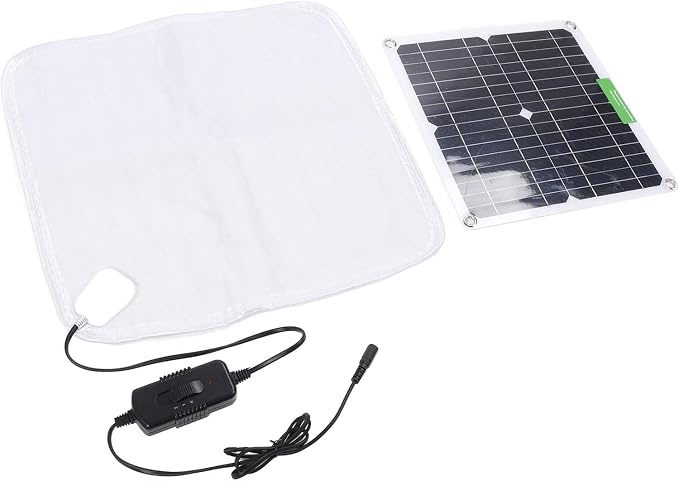 Cat Heating Pad, 12V 50W Fast Solar - Powered Pet Heating Pad for Dog with Portable Battery Case & Breathable Soft Mat for Outdoor/Car/Camping, Warmth Anywhere