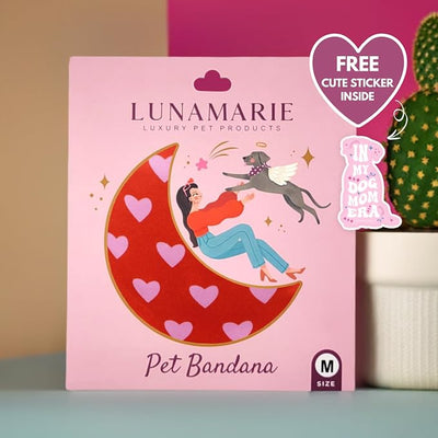 LunaMarie - Luxury Cat and Dog Bandanas - Hearts Designs | Premium Silky Poly Fabric | 100% Handmade Custom Shape Valentine's Day Dog Bandana Multiple Sizes (Evie Hearts, Small)