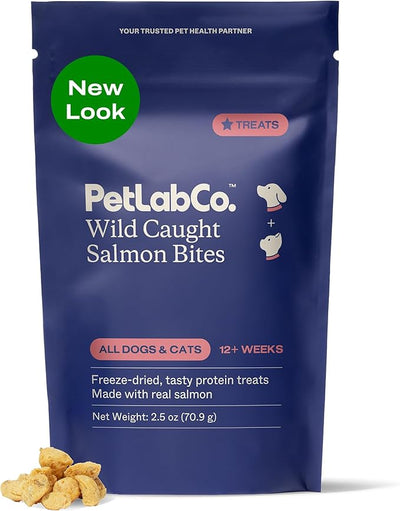 Petlab Co. Wild Caught Salmon Freeze-Dried Dog Treats, Support Overall Skin Health with Healthy Dog Treats, Packed with Beneficial Fatty Acids, Vitamins, & Minerals - Packaging May Vary