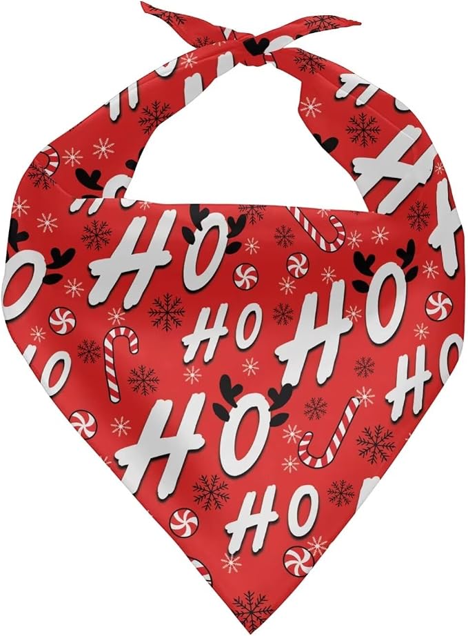 Christmas Dog Bandanas Adjustable Fit Xmas Bandanas Washable Reversible Holiday Pet Scarf Classic Triangle Bibs for Medium Large Dogs Pets, Christmas HOHOHO