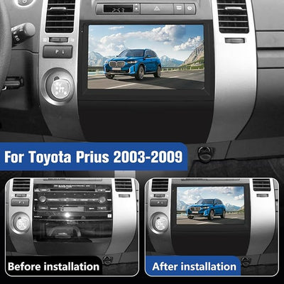 Junsun 4Core Car Radio Stereo for Toyota Prius 2003-2009 with Android 13 Wireless CarPlay Android Auto Bluetooth GPS Navigation AHD Backup Camera