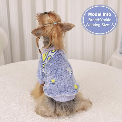 Dog Sweater Glow in The Dark Girl Pink Small Fleece Clothes Winter Soft Thickening Warm Puppy for Dogs Boy Teacup Yorkie Chihuahua (XS,Blue)