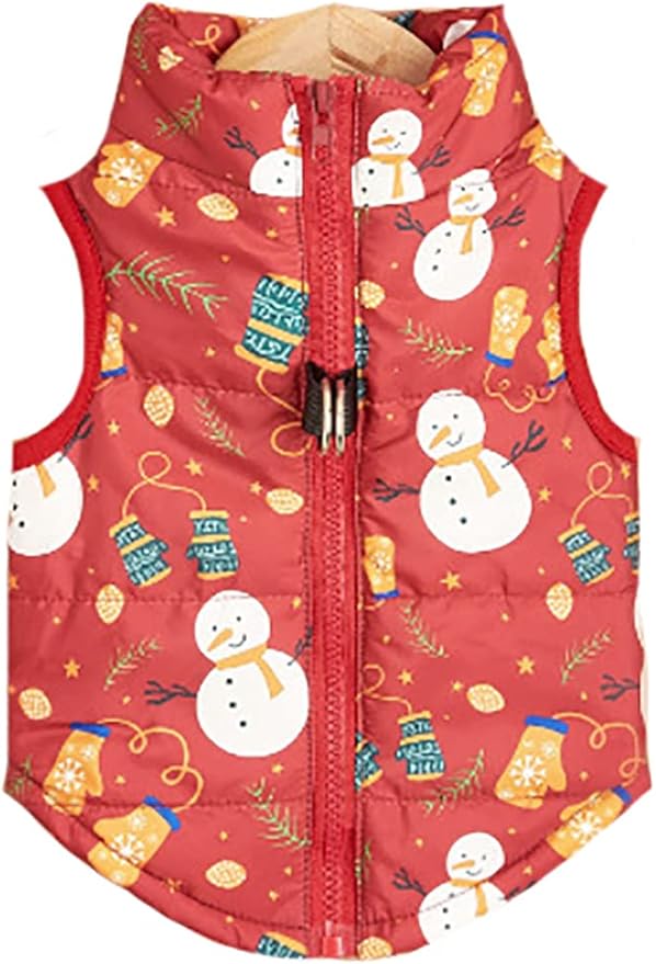 Winter Waterproof Windproof Reversible Dog Vest Coat Warm Dog Vest for Cold Weather Dog Down Jacket for Small Medium DogsY-2-snowmen, S(Back:11.0'', Chest:16.0'', 6.0-7.5lbs)