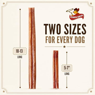 Cowdog Chews Beef Bully Stick: Odor-Free, Fully Digestible Beef Collagen Chews (9-12", 5 Count) - Natural, Grain-Free, Long-Lasting Collagen Bully Stick Substitute for All Dog Breeds