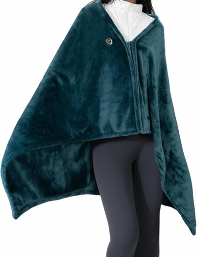 Heated Blanket Electric Throw Shawl Wraps for Women USB Powered Fast Heating Electric Blanket Zipper Fleece Warm Shawl