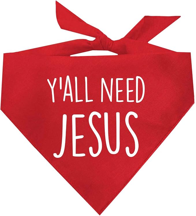 Y'all Need Jesus Dog Bandana (159 Red, One Size)
