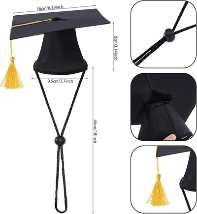 Hoyuwak Dog Graduation Cap Bandana with Bow Tie & Hat, Large Dogs