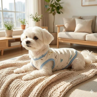 Organic Cotton Dog Clothes – Babywear-Grade Shirt for Sensitive Skin | Made in Korea (Medium, Animals)