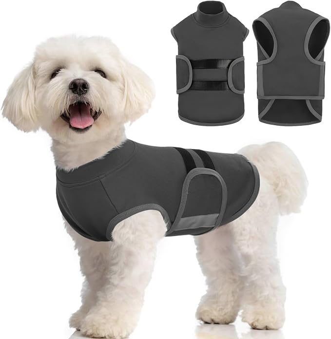 MIGOHI Dog Anxiety Relief Coat,Comfort Anxiety Vest for Dogs,Adjustable Dog Anxiety Calming Wrap for Fireworks,Thunderstorm,Travel,Separation,Anxiety Jacket for Medium Dogs,M,Gray