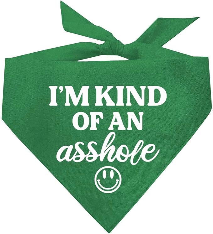 I'm Kind of an A (Problem) Dog Bandana | 100% Cotton Adjustable Triangle | Made in USA | Do Not Pet | Funny Warning for Reactive or Moody Dogs |Green, X-Small (31)