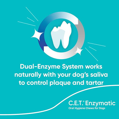 Virbac C.E.T.® Enzymatic Oral Hygiene Chews for Dogs, Small - Plaque & Tartar Control - Single Layer Beefhide with Exclusive Dual-Enzyme System & Tasty Chicken Flavor - Easy to Give Dog Dental Chew